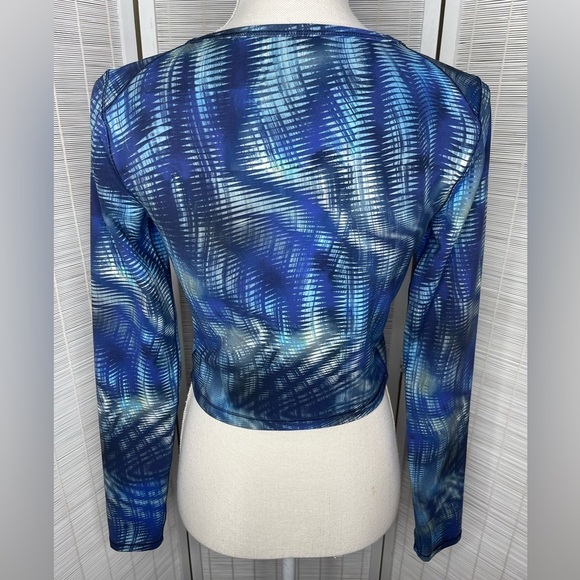 Lululemon Wunder Train Cropped Long Sleeve Shapeshifter Flux Blue Multi Size 10 - Picture 4 of 7